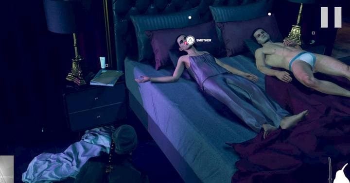 Wait in the box until Alma goes to sleep - then suffocate her in her sleep. - Hitman 2: Murdering Alma Reynard - Nightcall walkthrough - Nightcall (Hawkes Bay) - Hitman 2 Guide