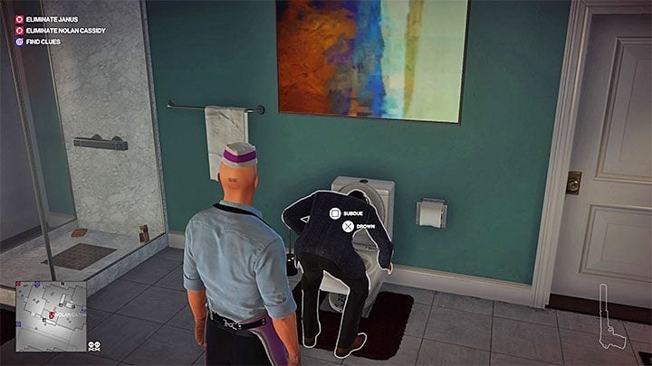Nolan Cassidy will go to the bathroom in the Wilson residence - Hitman 2: Story Missions - Another Life walkthrough - Another Life (Whittleton Creek) - Hitman 2 Guide