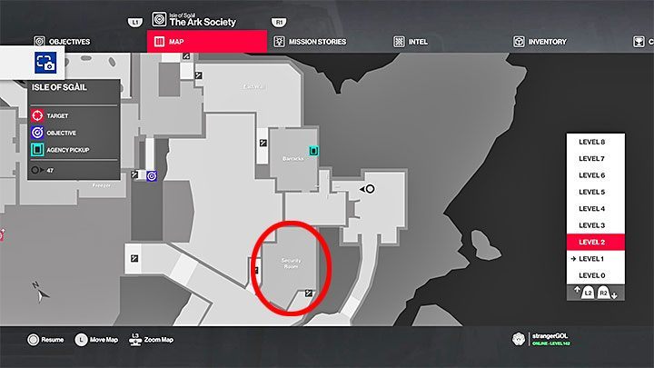 Once you reach level 2, use the lockpick (dont forget to take it with you) on the left door in order to access the security room shown in the screenshot above - Hitman 2: Obtaining first disguise - The Ark Society walkthrough - The Ark Society (Isle of Sgail) - Hitman 2 Guide