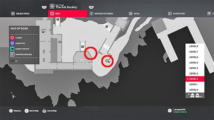 2 tokens are located nearby the upper courtyard - Hitman 2: 10 unique coins - how to get? The Ark Society walkthrough - The Ark Society (Isle of Sgail) - Hitman 2 Guide