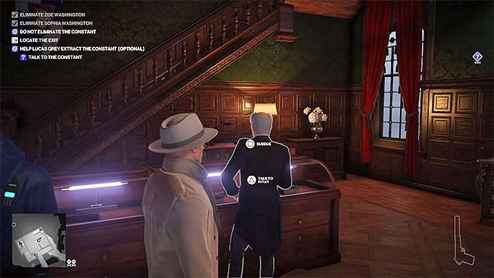In the disguise of Blake, you have to reach the library in the Constants Tower - shown in picture 1 - Hitman 2: Isle of Sgail - Trophies/Achievements list - Hitman 2 - Hitman 2 Guide