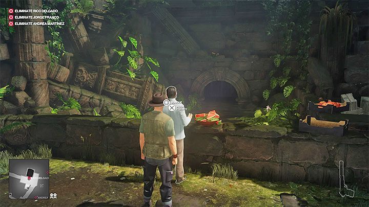 In order to push Rico Delgado into a hippopotamus pen, you have to get the disguise of the hippo whisperer first and then throw the bone into the pen - Hitman 2: Santa Fortuna - Trophies/Achievements list - Hitman 2 - Hitman 2 Guide