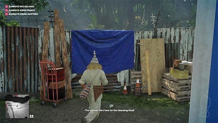 Go right and find a place shown in the picture above where you can jump over the fence - Hitman 2: Santa Fortuna - Trophies/Achievements list - Hitman 2 - Hitman 2 Guide