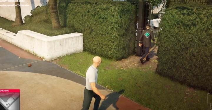 Lure Ted into a trap behind the hedge. - Hitman 2: Story Missions - The Finish Line walkthrough - The Finish Line (Miami) - Hitman 2 Guide