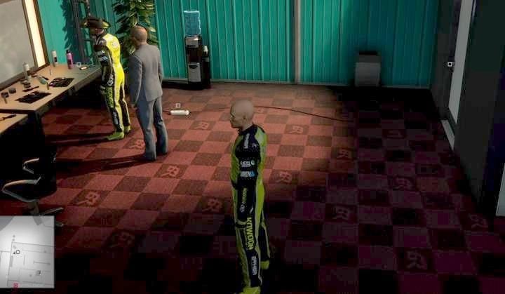 Keep an eye for Moses as he is talking to the manager, then move to incapacitate him. - Hitman 2: Challenges, Feats - The Finish Line walkthrough - The Finish Line (Miami) - Hitman 2 Guide