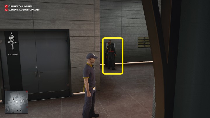 One of the guards patrols the hallway by the server room - when you turn off the cameras, he will become an easy target - Hitman 3: Best Disguises, Dubai (Burj Al-Ghazali) - On Top of the World - Dubai - Hitman 3 Guide
