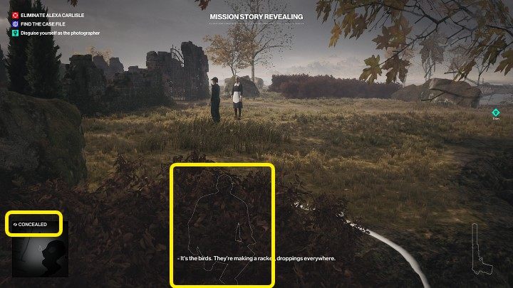 Agent 47 can hide in various places to stay out of the watchful eyes of guards or other NPCs by entering, for example, tall grass or other bushes and then crouching down - Hitman 3: Stealth - Basics - Hitman 3 Guide