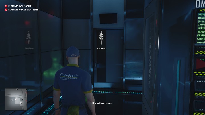 It's time to get an access card which will allow you to use the computer - one of the maintenance workers has it - Hitman 3: How The Mighty Fall - Dubai, Mission Stories, walkthrough - On Top of the World - Dubai - Hitman 3 Guide