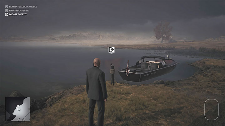The boat is moored on the shore northwest of the garden (point 5 on the map) - Hitman 3: Dartmoor map - how to leave? - Death in the Family - Dartmoor - Hitman 3 Guide