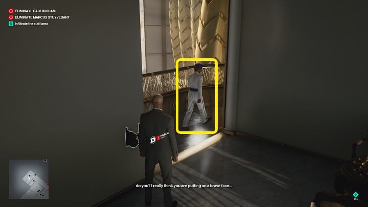 Turn left, bypass one guard and lurk in an alcove for a second enemy - Hitman 3: Poison, Dubai (Burj Al-Ghazali) - how to get? - On Top of the World - Dubai - Hitman 3 Guide