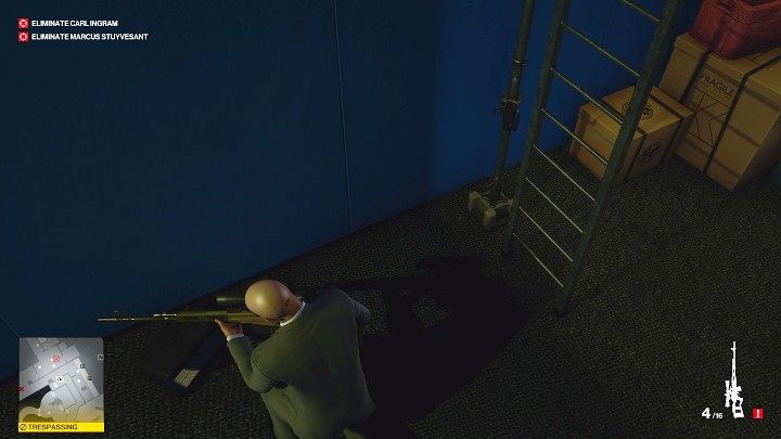 Walk straight and you will reach a ladder - Hitman 3: Carl Ingram - how to kill him? Dubai, walkthrough - On Top of the World - Dubai - Hitman 3 Guide