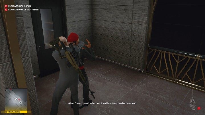 One guard stands at the entrance to the security room - Hitman 3: Carl Ingram - how to kill him? Dubai, walkthrough - On Top of the World - Dubai - Hitman 3 Guide