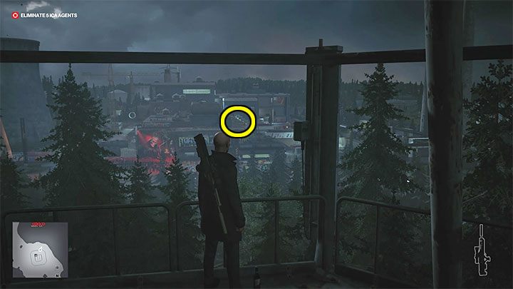 Aim your sniper rifle at the area marked in the image above - Hitman 3: Assassination of Agent Green (The Scout) - Berlin, walkthrough - Apex Predator - Berlin - Hitman 3 Guide