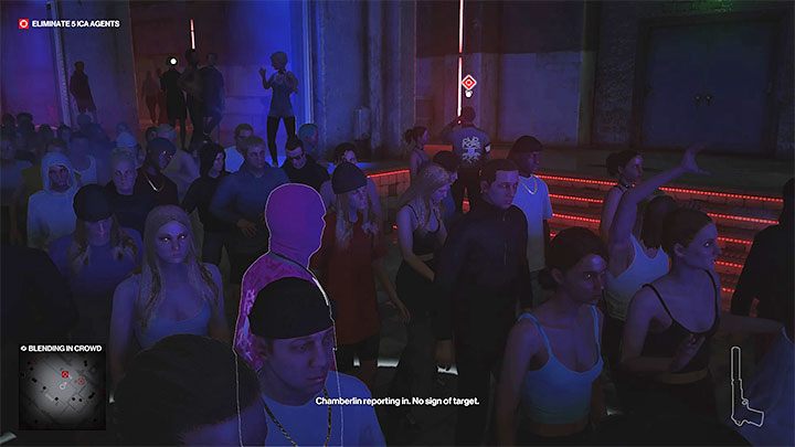 Agent Chamberlin moves around level -2 of Club Holle, which is the dance floor area where the rave is taking place (point 42 on the map) - Hitman 3: Assassination of Agent Chamberlin (The Joker) - Berlin, walkthrough - Apex Predator - Berlin - Hitman 3 Guide