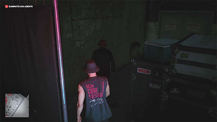 You need to follow the dealer to a secluded spot, which is located under the stairs leading to level -1 - Hitman 3: Berlin - Best Disguises - Apex Predator - Berlin - Hitman 3 Guide