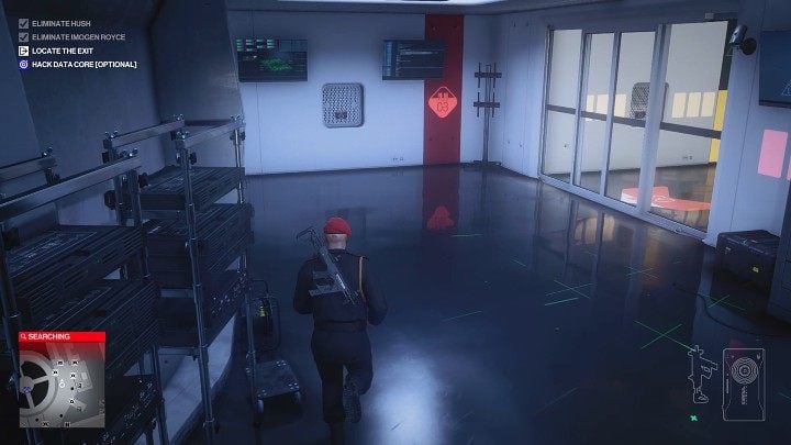 Go through the hallway and then use the door on the right (watch out for the camera) to access the upper level of the facility - Hitman 3: CCTV in Chongqing (China) - where it is stored? - End Of An Era - Chongqing - Hitman 3 Guide
