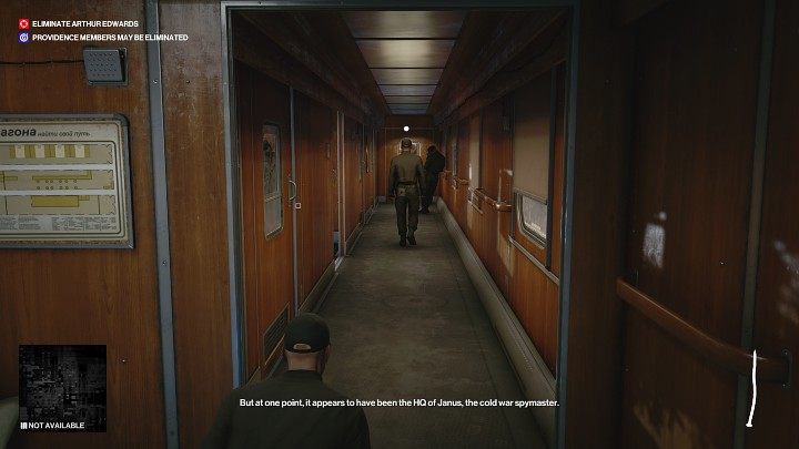 The corridor of the next train car is patrolled by one guard - Hitman 3: Eliminating Arthur Edwards Carpathian Mountains, walkthrough - Untouchable - Carpathian Mountains - Hitman 3 Guide