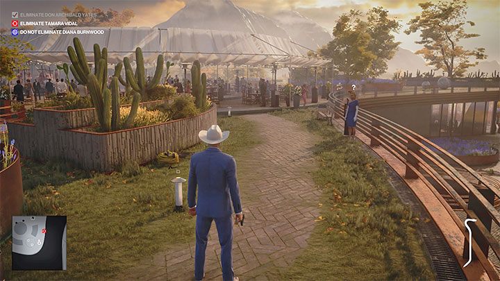 The goal of the above method is to have Tamara investigate the suspicious sounds made by throwing an item in the direction of one of the previously sabotaged lamps - Hitman 3: How to kill Tamara Vidal? Mendoza, walkthrough, guide - The Farewell - Mendoza - Hitman 3 Guide