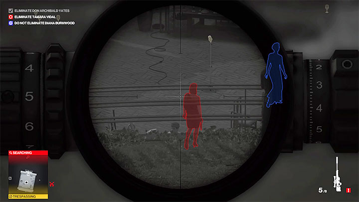 Set up behind the sniper rifle by the shutter that gives you a good view of the Asado area (point nr 41 on the map), which is located south of the villa - Hitman 3: How to kill Tamara Vidal? Mendoza, walkthrough, guide - The Farewell - Mendoza - Hitman 3 Guide