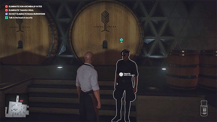 If you don't want to be recorded by the cameras, don't go to the barrel room by opening the refrigerator door, but by going through the ventilation tunnels - Hitman 3: How to unlock the Ripe for the Picking trophy/achievement? - Trophy Guide - Hitman 3 Guide