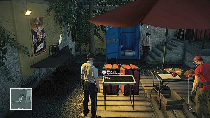 Wait for the opponents to turn away and you can take the pyrotechnics trigger - Murdering Dino Bosco | Sapienza: The Icon - Summer Episode - Sapienza: The Icon - Hitman Game Guide