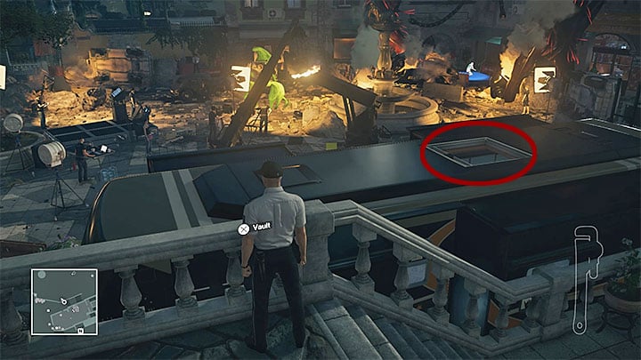 Dino Bosco will occasionally return to his trailer in the Eastern part of the movie set (M9,5), where you can take him out silently - Murdering Dino Bosco | Sapienza: The Icon - Summer Episode - Sapienza: The Icon - Hitman Game Guide