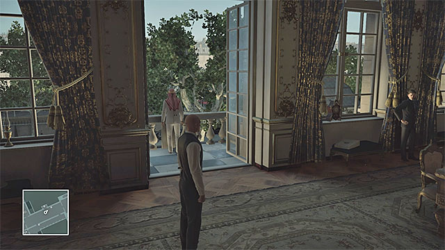 You can sneak (if you dont have the outfit), or get close to the sheikh and his bodyguard (if you have the outfit). - Murdering Dalia Margolis | Paris: The Showstopper - Paris: The Showstopper - Hitman Game Guide