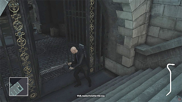 Open the gate in order to reach the barge - Murdering Viktor and Dalia during a single action | Paris: The Showstopper - Paris: The Showstopper - Hitman Game Guide