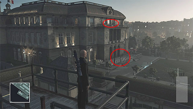 Enter the barge and notice the observation tower - you can climb on it - Murdering Viktor and Dalia during a single action | Paris: The Showstopper - Paris: The Showstopper - Hitman Game Guide