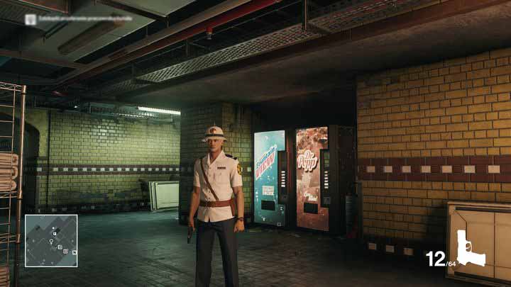 This is where - by the two vending machines - a careless security guard is posted. - Disguises | Bangkok - Bangkok: Club 27 - Hitman Game Guide