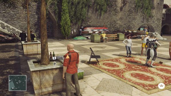 Use a poison on a drink and knock out the owner of the disguise when he goes to the toilet - Disguises | Sapienza - Sapienza: World of Tomorrow - Hitman Game Guide