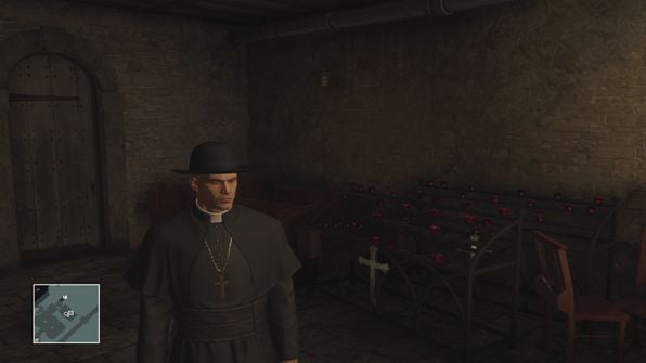 This disguise can be found in the churchs basement. It is highly ineffective - Disguises | Sapienza - Sapienza: World of Tomorrow - Hitman Game Guide