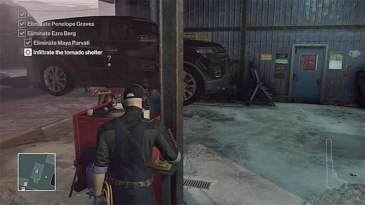 Wait for Maya to position herself right under the car and release the block - Murdering Maya Parvati | Colorado - Colorado: Freedom Fighters - Hitman Game Guide