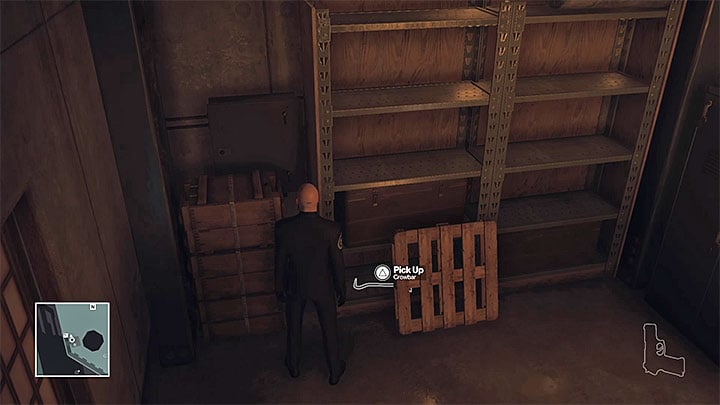 The crowbar is hidden in the lower shelve - Important items | Hokkaido - Hokkaido: Situs Inversus - Hitman Game Guide
