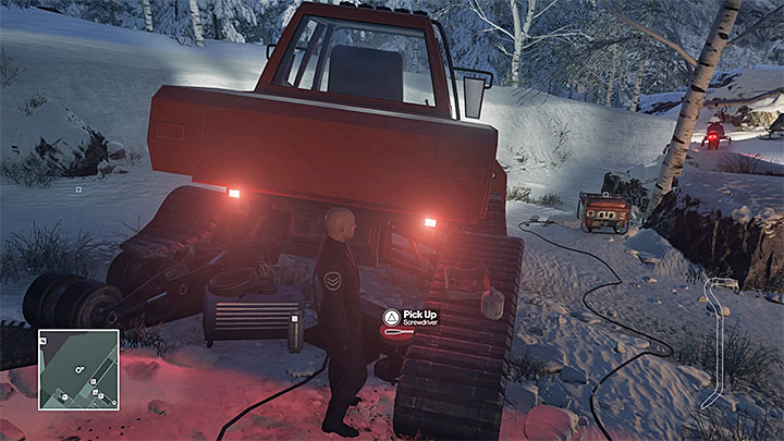 The wrench can be found, i.e. in the garage and the screwdriver, i.e. near the vehicle outside the building - Important items | Hokkaido - Hokkaido: Situs Inversus - Hitman Game Guide