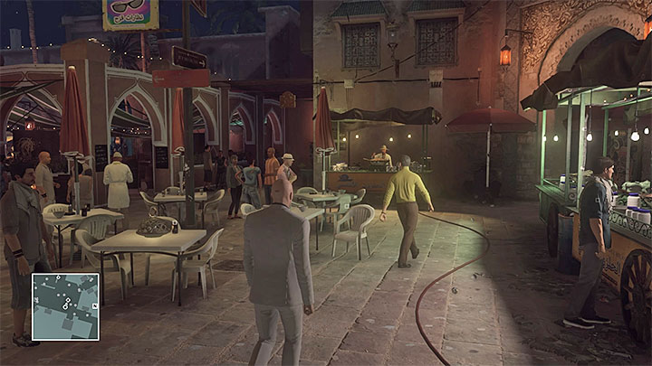 You can follow Mendola around for some time and learn his schedule better - Studying Mendolas route and reaching the VIP area | Marrakesh: A House Built on Sand - Summer Episode - Marrakesh: A House Built on Sand - Hitman Game Guide