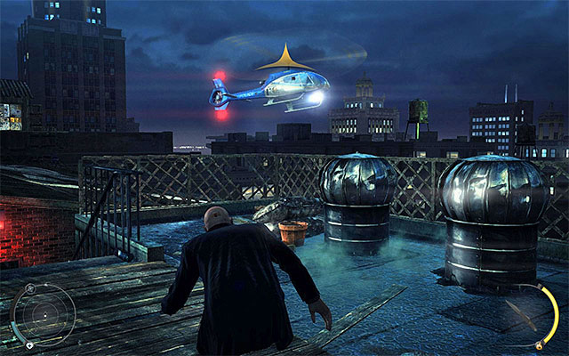 After regaining control over Hitman, walk to the edge and drop down landing on the lower roof - Pigeon coop | 4: Run For Your Life - 4: Run For Your Life - Hitman: Absolution Game Guide