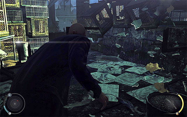 During walking through the building attacked by a helicopter it is worth to crouch and not rush too much, allowing the machine to clear a path for Hitman - Pigeon coop | 4: Run For Your Life - 4: Run For Your Life - Hitman: Absolution Game Guide