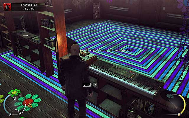 Walk to the tape player shown on the above screen and interact with it - Shangri-La - Getting to the elevator | 4: Run For Your Life - 4: Run For Your Life - Hitman: Absolution Game Guide
