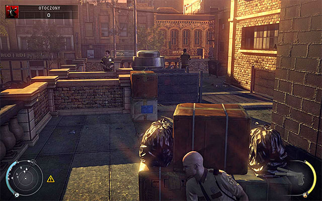 On lower difficulty levels the balcony is patrolled by only one guard, so you can easily eliminate or avoid him - Outgunned | 16: Operation Sledgehammer - 16: Operation Sledgehammer - Hitman: Absolution Game Guide