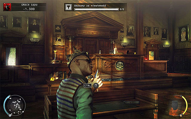 Once you put on Hawkes costume, you have to return to the courtroom and wait for the judgment - 15: Skurkys Law - p. 1 | Challenges - Challenges - Hitman: Absolution Game Guide