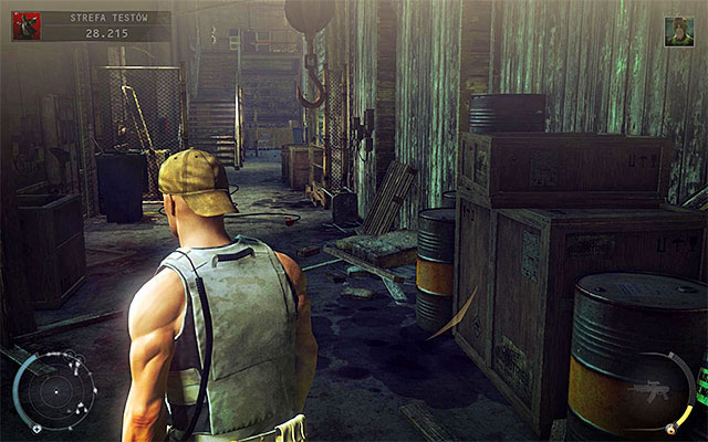 A corridor located left from the main area (screen above) is not easily accessible, because you should get to the door one mock-up building - Test Facility - Exploring the test facility | 12: Death Factory - 12: Death Factory - Hitman: Absolution Game Guide