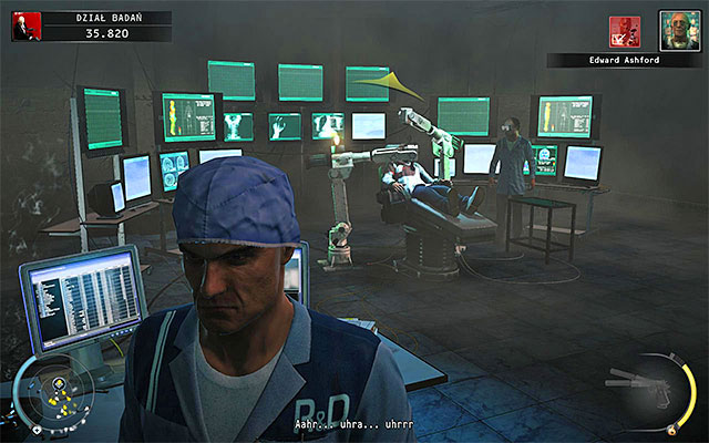 Place yourself at the left computer terminal and wait for Dr - 12: Death Factory - p. 2 | Challenges - Challenges - Hitman: Absolution Game Guide