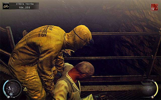 After the successful attack, pick the body and throw it over the railing, so it lands in the waste tank - 12: Death Factory - p. 2 | Challenges - Challenges - Hitman: Absolution Game Guide