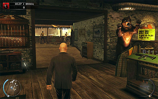 Start with getting to the shooting range with one of available passages, for example the one located near the starting place (screen above) - Gun Shop - Winning the shooting range contest | 8: Birdies Gift - 8: Birdies Gift - Hitman: Absolution Game Guide