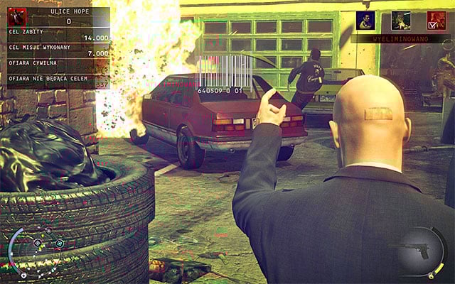 Wait until Tyler gets here and stops in the gasoline puddle - Streets of Hope - Murdering Tyler Colvin | 9: Shaving Lenny - 9: Shaving Lenny - Hitman: Absolution Game Guide