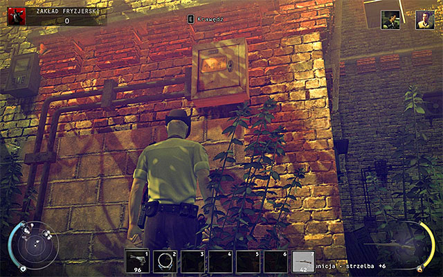 The last variant is to get to open shutters on the floor - Barbershop - Exploring the barbershop | 9: Shaving Lenny - 9: Shaving Lenny - Hitman: Absolution Game Guide