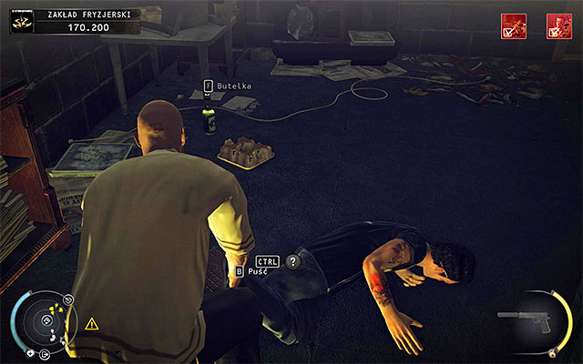 Regardless of the way you subdued Lenny, you have to drag his body to the exit - Barbershop - Neutralizing Lenny | 9: Shaving Lenny - 9: Shaving Lenny - Hitman: Absolution Game Guide