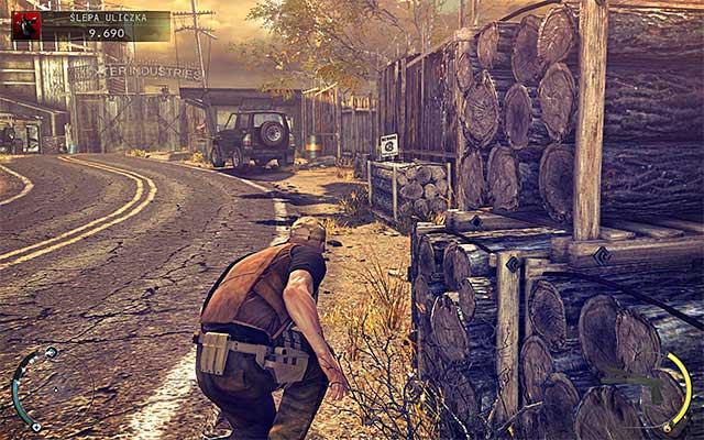 If you decide to walk near the main road, you have to watch out enemies located on the left side - Dead End - Disabling primary and backup security systems | 11: Dexter Industries - 11: Dexter Industries - Hitman: Absolution Game Guide