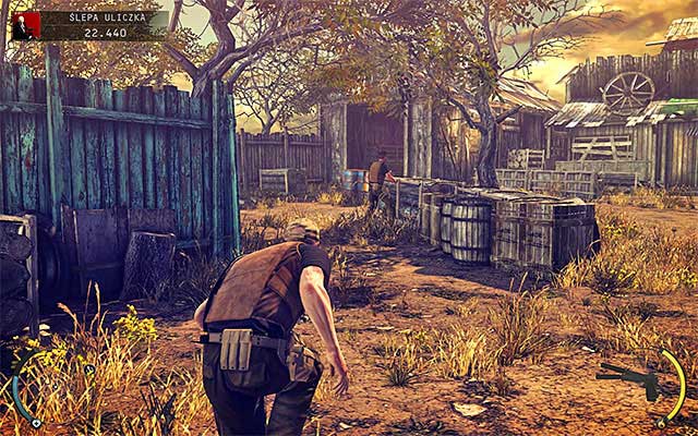 A much better idea is going towards the left barn shown on the above screen - Dead End - Locating sawmill entrance | 11: Dexter Industries - 11: Dexter Industries - Hitman: Absolution Game Guide